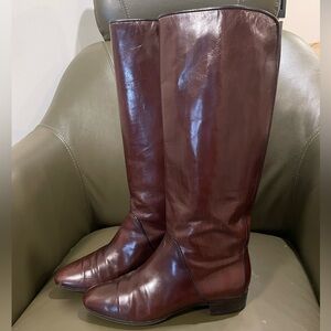 Guazzo Genuine Leather Tall Boots Round Toe Brown Made in Italy Minimalist 39
